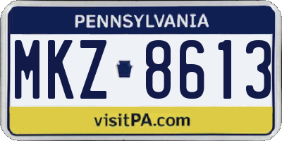 PA license plate MKZ8613