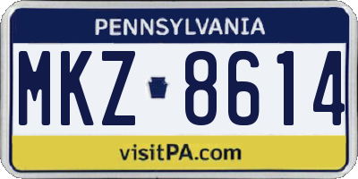 PA license plate MKZ8614
