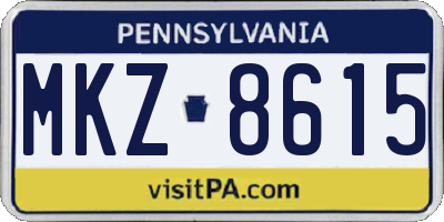 PA license plate MKZ8615