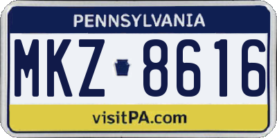 PA license plate MKZ8616