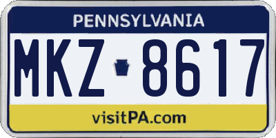 PA license plate MKZ8617