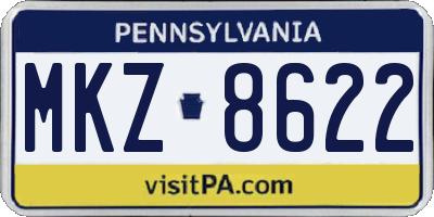 PA license plate MKZ8622