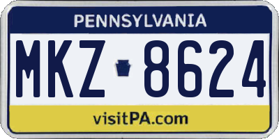 PA license plate MKZ8624