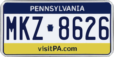 PA license plate MKZ8626