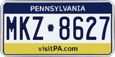 PA license plate MKZ8627