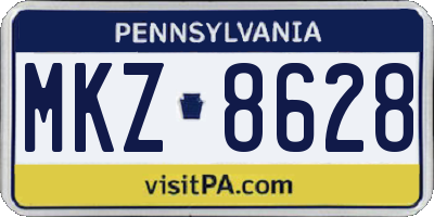 PA license plate MKZ8628