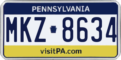 PA license plate MKZ8634