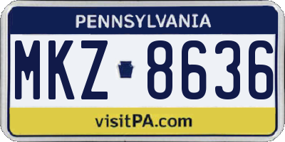 PA license plate MKZ8636