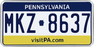 PA license plate MKZ8637