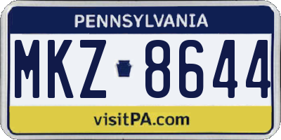 PA license plate MKZ8644