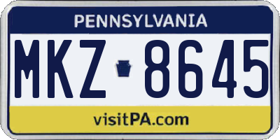 PA license plate MKZ8645