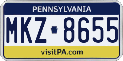 PA license plate MKZ8655