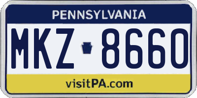 PA license plate MKZ8660