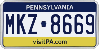 PA license plate MKZ8669