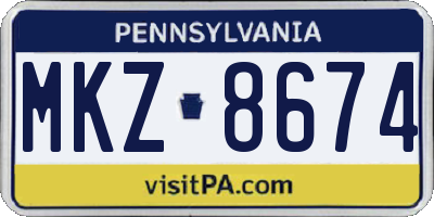 PA license plate MKZ8674