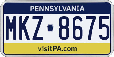 PA license plate MKZ8675
