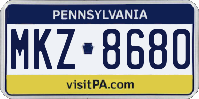 PA license plate MKZ8680