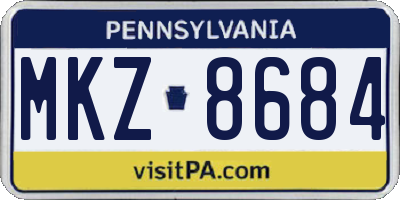 PA license plate MKZ8684