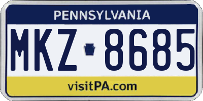 PA license plate MKZ8685