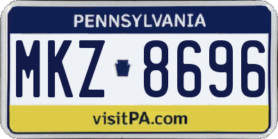PA license plate MKZ8696
