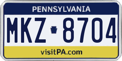 PA license plate MKZ8704