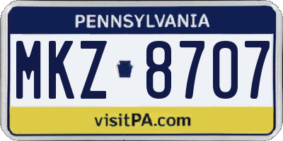 PA license plate MKZ8707