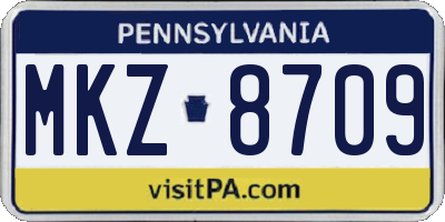 PA license plate MKZ8709