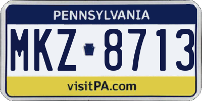 PA license plate MKZ8713