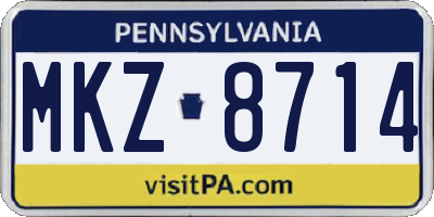 PA license plate MKZ8714