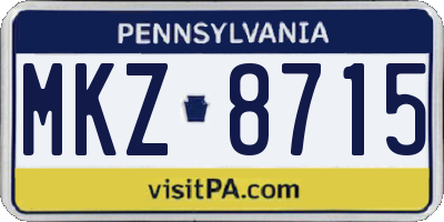PA license plate MKZ8715