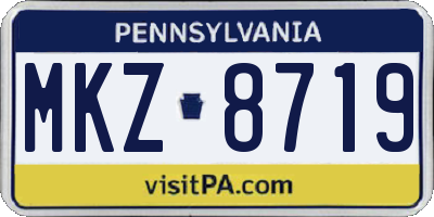PA license plate MKZ8719