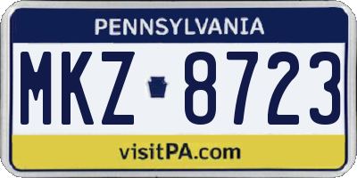 PA license plate MKZ8723