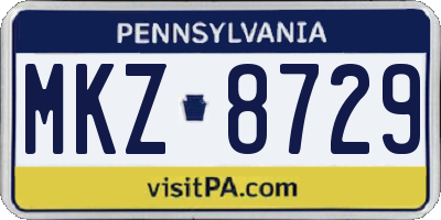 PA license plate MKZ8729