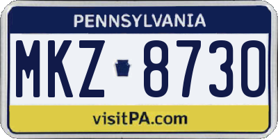 PA license plate MKZ8730