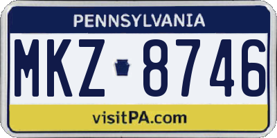 PA license plate MKZ8746