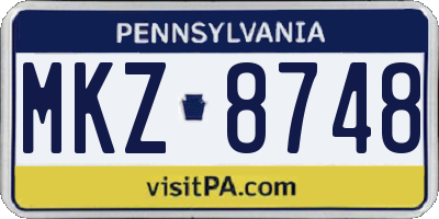 PA license plate MKZ8748