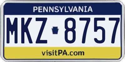 PA license plate MKZ8757