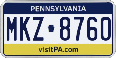PA license plate MKZ8760
