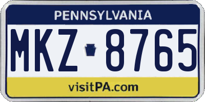 PA license plate MKZ8765