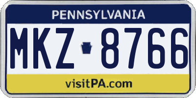 PA license plate MKZ8766