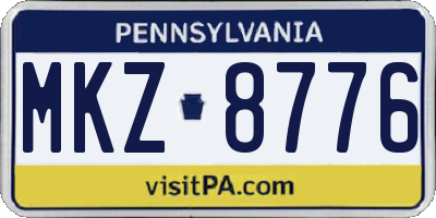 PA license plate MKZ8776