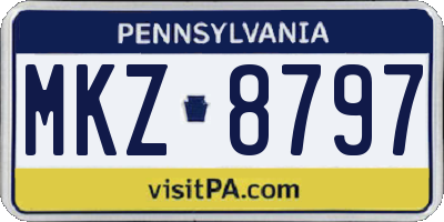 PA license plate MKZ8797