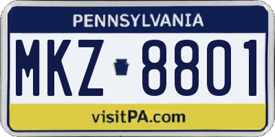 PA license plate MKZ8801