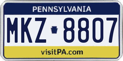 PA license plate MKZ8807
