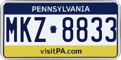PA license plate MKZ8833
