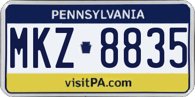 PA license plate MKZ8835