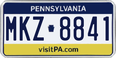 PA license plate MKZ8841