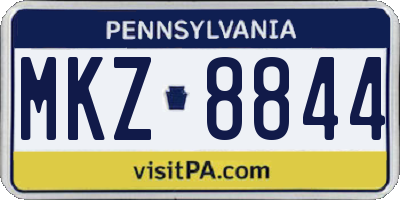 PA license plate MKZ8844