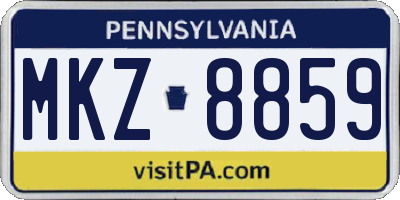 PA license plate MKZ8859