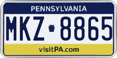 PA license plate MKZ8865